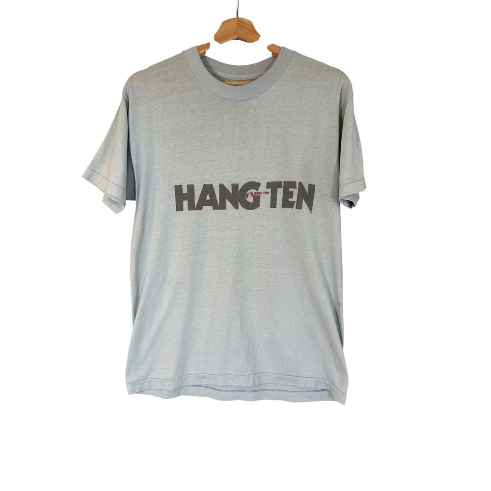 Vintage 70's Hang Ten Bare Feet Logo Paper Thin Surf T Shirt Single Stitch M USA